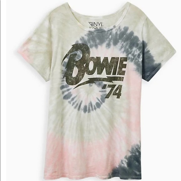 TORRID CLASSIC FIT RINGER TEE DAVID BOWIE PINK & BLUE TIE-DYE NWT - Picture 4 of 4